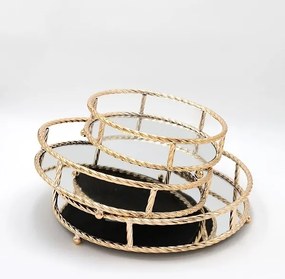 SET 2x tavă decorativă d. 27/33/37 cm auriu