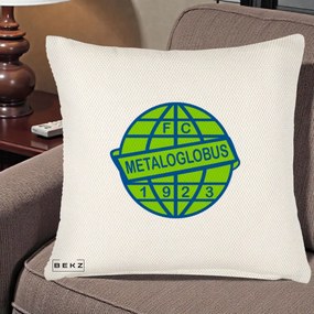 Perna Personalizata FC Metaloglobus Bucuresti 1923 Fotbal, 40x40 cm, Crem Reliefat, Husa Detasabila, Perna Inclusa, BEKZ®