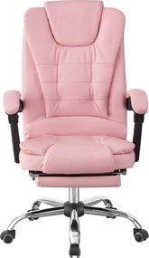 RESIGILATE- Scaun directorial, suport picioare, piele ecologică, Roz