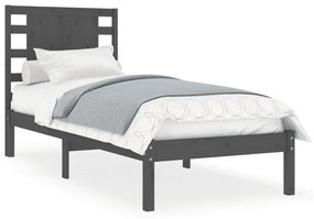 3104180 vidaXL Cadru de pat mic single, gri, 75x190 cm, lemn masiv