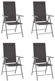 Set mobilier de gradina, 5 piese, argintiu si negru, aluminiu