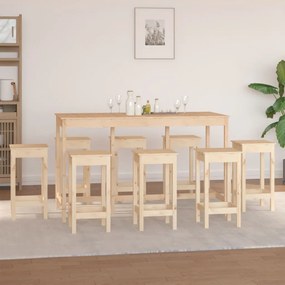 Set mobilier de bar, 9 piese, lemn masiv de pin