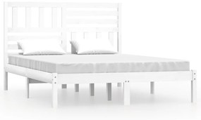 3101029 vidaXL Cadru de pat, alb, 150x200 cm, lemn masiv de pin
