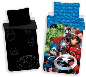 Avengers Assemble Lenjerie de pat cu lumina în întuneric 140×200cm, 70x90cm