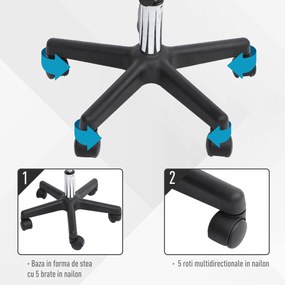 Scaun de Birou HOMCOM Rotativ, Ergonomic, Înălțime Ajustabilă, Piele Sintetică, 35x42-54cm, Negru | Aosom Romania