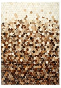 vidaXL Covor piele cu păr natural, mozaic, maro/alb, 160x230 cm