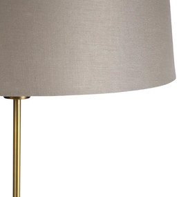 Lampă de podea bronz cu abajur de in taupe 45 cm reglabil - Parte