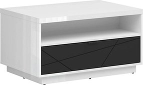 Masuta cafea FORN, alb lucios/negru mat, PAL, 90x60x49 cm