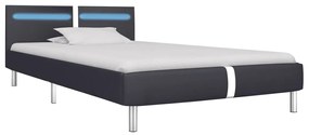 280846 vidaXL Cadru de pat cu LED, negru, 90 x 200 cm, piele artificială