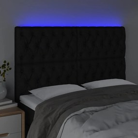 Tablie de pat cu LED, negru, 160x7x118 128 cm, textil 1, Negru, 160 x 7 x 118 128 cm