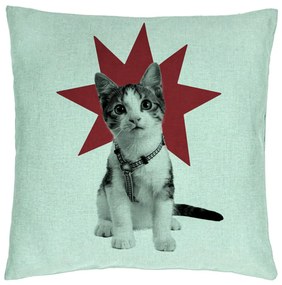 Perna Decorativa, Model Super Cat, 40x40 cm, Verde Menta, Husa Detasabila, Burduf