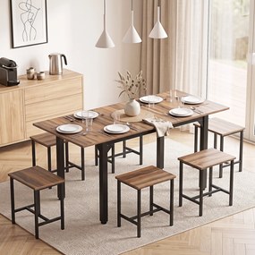 HOMCOM Set Masă Da Dining Extensibil 160 cm Cm, Negru Nuc | Aosom Romania