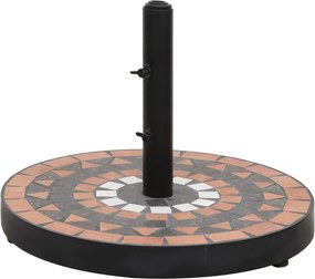 vidaXL Suport umbrelă de soare, cărămiziu și alb, rotund, 12 kg