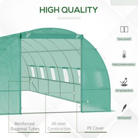 Outsunny Sera pentru Culturi, Structură din Oțel Rezistent, Spațioasă 8x3x2m, Ideală pentru Grădinărit, Verde | Aosom Romania