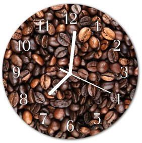 Ceas de perete din sticla rotund Boabe de cafea Alimente și băuturi Brown