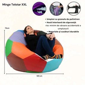 Fotoliu Minge Telstar XXL, Material Piele ecologica - Dark Grey