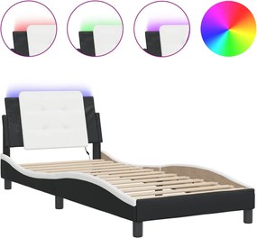 vidaXL Cadru de pat cu LED fără saltea, Zadar, negru și alb, 100x200 cm