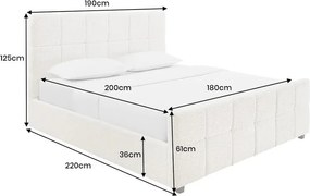 Pat PRESTIGE 180x200cm crem boucle cu spatiu de depozitare