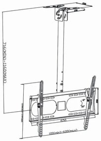 Suport de tavan pentru televizor 42-65” Nedis TVCM1350BK
