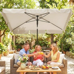 Outsunny Umbrelă dreptunghiulară de exterior cu manivelă, înclinare reglabilă, bej | Aosom Romania