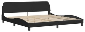 373247 vidaXL Cadru de pat cu tăblie, negru, 200x200 cm, textil