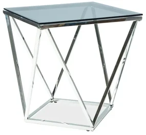 Masa de cafea Silver B III 50 x 50 cm, transparent / argintiu