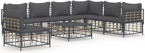 vidaXL Set mobilier de grădină cu perne, 8 piese, antracit, poliratan