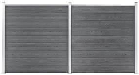 Gard de gradina, gri, 353 x 186 cm, WPC 1, Gri, 2 sectiuni