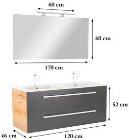 Mobilier complet de baie Vario Clam 120 stejar-antracit
