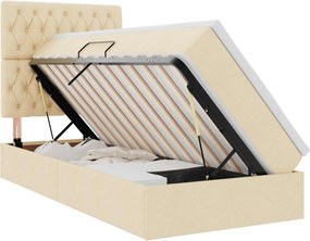 vidaXL Pat cu saltea și LED cu saltea Creme 90 x 190 cm Poliester
