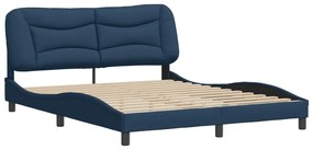 3207785 vidaXL Cadru de pat cu tăblie, albastru, 160x200 cm, textil