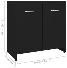 Set mobilier de baie, 4 piese, negru Negru, 1