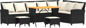 vidaXL Set canapea de grădină 4 piese cu perne, în formă de L negru