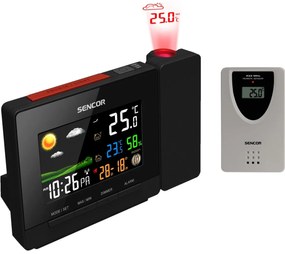 Stație meteorologică Sencor SWS 5400 cu proiecție și senzor fără fir, negru