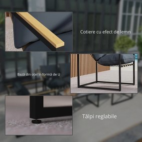 Outsunny set mobilier grădină 4 piese, 2 fotolii, canapea 2 persoane, masă, perne incluse, gri | Aosom Romania