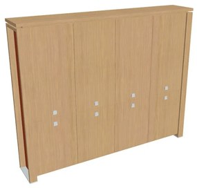 Dulap înalt Verno+ S 260 x 46 x 210 cm, stejar deschis / portocaliu