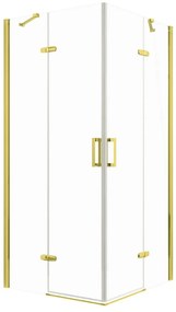 Cabină de duș pătrată Flow Gold cu ușă batantă 90 cm