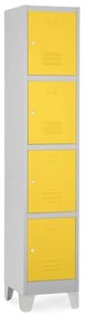 Dulap metalic - 4 cutii, 38 x 45 x 195 cm, picioare fixe, încuietoare cilindrică, galben - ral 1023