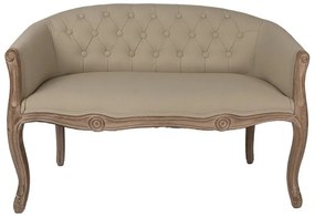 Banchetă shabby chic 2 locuri, cu spătar, bej, stofa, 104x55x70 cm