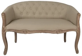 Banchetă shabby chic 2 locuri, cu spătar, bej, stofa, 104x55x70 cm