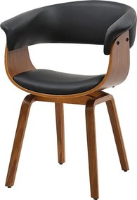 Scaun retro imitatie piele neagra, lemn furniruit ORGANIC