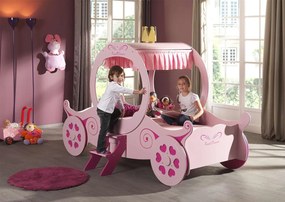 Pat Calească Royal Princess Kate pentru Copii, 90x200 cm, Roz (MDF) – Auto – Vipack