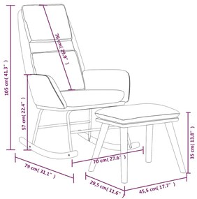 Scaun balansoar cu taburet, gri deschis, textil