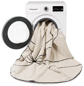 Covor crem lavabil/țesut manual rotund din bumbac ø 160 cm Trace Beige – Lorena Canals