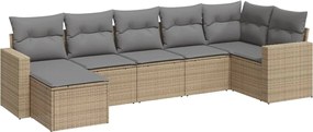 vidaXL Set canapele de grădină, 7 piese, cu perne, bej, poliratan