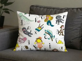 Set 2 huse decorative pentru perna KIDS ALPHABET 40x60 cm, alba