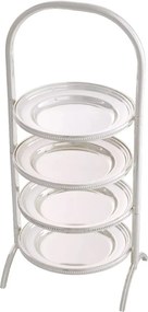Suport prajituri, Patru platouri etajate design LUX Encore, argintiu