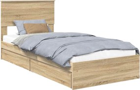 vidaXL Pat cu storage Stejar Sonoma 100 x 200 cm Lemn compozit