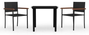 Set mobilier de gradina, 3 piese, negru Lungime masa 80 cm, 3