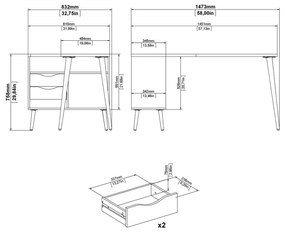 Birou cu aspect de lemn de stejar 145x81 cm Oslo - Tvilum